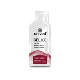 Unived Gel 100 - Vegan Energy Gel for Endurance Athletes Runners & Cyclists - 100kcal - Black Cherry - Pack of 6