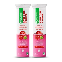 Dr. Vaidya's Apple Cider Vinegar Effervescent Tablets with Mother , Garcinia, Pomegranate, Vitamin B6 & B12 | Supports Weight Management, Metabolism, Digestion & Gut Health | Apple Flavour | 15 Tablets, Pack of 2