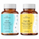 Multivitamin & Omega 3 Fish Oil Double Strength Combo Softgel Capsules and Tablets 30 Count Each (30 Tabs + 30 Caps)