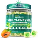 Enzymes digestifs Gummies pour les femmes et les hommes, Multi-enzymes avec 90Billion CFU probiotiques et prébiotiques et mélange de fibre postbiotique, végétale et fruitière, Super enzymes pour la santé digestive et Gut,Immune,60Cts