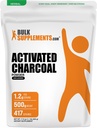BulkSupplements.com Poudre de charbon activé - de charbon de coco, pour blanchiment de dents - Vegan & sans gluten, 1,2g par portion, 500g (1,1 lb) (paquet de 1)