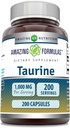 Erstaunliche Formeln Taurine 1000 Mg pro Portion 200 Kapseln Aminosäure Ergänzung | Non-GMO | Gluten Free | Made in USA