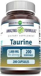Erstaunliche Formeln Taurine 1000 Mg pro Portion 200 Kapseln Aminosäure Ergänzung | Non-GMO | Gluten Free | Made in USA