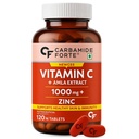 Carbamide Forte Natural Vitamin C Tablets | 1000mg Amla Extract With Zinc | Vitamin C Supplement for Immunity, Antioxidant, Collagen Formation & Skin Health | Pharma Grade | 120 Tablets