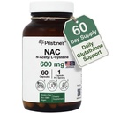 PRISTINE'S N-Acetyl L-Cystein (NAC) 600MG 60 Tage Supply Supplement Kapseln - Glutathione & Liver Detox Support - Potent Antioxidant - Vegan, Glutenfrei, Non GMO Glasflasche