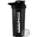 BDPE Work Hard Protein Gym Sipper Bottle with Stainless Steel Spring Ball 700 ml Plastic Shaker (Pack of 1, Black)