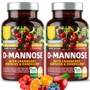 Supplément nutritionnel de mannose D de qualité supérieure pour les femmes et les hommes [Max Strength, 1350MG] Mannose D naturel avec canneberge, Hibiscus et Dandelion pour la santé urinaire, 240 Nombre