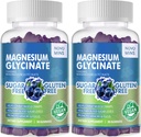 180 CT Magnesium Glycinate Gummies 1000mg - Sugar Free Magnesium Potassium Supplement with Vitamin D, B6, CoQ10 for Calm Mood & Sleep Support - 180 Blueberry Gummies.