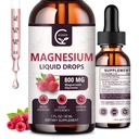 (2 Pack) Glycinat de magnésium gouttes liquides de 1000mg Complexe de magnésium liquide avec D3, L-Thea et GABA pour l'énergie, le sommeil, la nervosité et la santé cardiaque, haute absorption, framboise