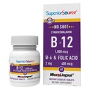 Superior Source No Shot Vitamine B-12 Cyanocobalamine 1000 mcg, B-6, Acide folique 400 mcg - Soutien Santé du cerveau et du coeur - Aide les niveaux d'énergie naturelle - 60 comprimés de dissolution sublinguals