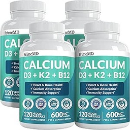 4-in-1 Kalzium-Ergänzungen für Frauen und Männer - Kalzium mit Vitamin D3 K2 5000 IU-Ergänzung, 601mg pro Servierung für Herz, Knochen und Körperverteidigungen - Glutenfrei, Vegan-Friendly (480 ct)