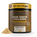 PaleoPro Bone Broth Poudre de protéines de collagène - Poudre de collagène à racine curcuma pour la peau et les os - Sans gluten, sans sucre, sans soja, sans grains, sans glucides - Paleo Keto Friendly 20 portions