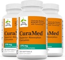Terry naturellement CuraMed 375mg - Supplément antioxydant pour le cerveau et le soutien de la santé immunitaire - Supplément alimentaire avec Curcumine et huile essentielle curcumine et curcuma - soutien du foie à base de plantes - 120 Softgels (paquet de 3)