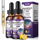 Supplément de Glycinat de magnésium, gouttes liquides de magnésium avec Glycinat de magnésium 500mg Vitamine B6, Ashwagandha, L - Theanine, Camomille -Support anti-stress, os, Muscle, Mood Vegan (paquet de 2)