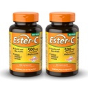 American Health Ester-C 500 mg avec agrumes Bioflavonoïdes - 120 capsules (paquet de 2) - Support immunitaire 24 heures sur 24 - Non-OGM, sans gluten - 120 portions totales