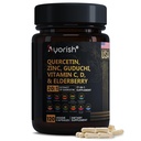 Quercetin Zinc Vitamine C Vitamine D Bromelain Elderberry - Supplément de soutien immunitaire pulmonaire Adultes avec l'artémisinine, la mousse de mer, l'échinacée, le soulagement de l'allergie 120 Compte