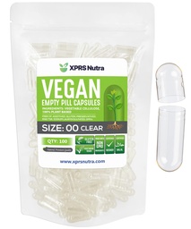 XPRS Nutra Größe 00 Leere Kapseln - 100 Count klare leere vegane Kapseln - Vegetarische leere Pillen - DIY Gemüse Kapsel Füllung- Veggie Pillen Caps