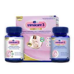 TRIMACARE™ 3 Advance | Prenatal Vitamins For Pregnancy | 3rd Trimester| New Formula with Choline | Iron, Veg DHA Omega 3, Calcium | No Gas, Bloating, Or Constipation | Bowel Regulator | | 20+ essential nutrients (Pack of 2) | 60 X 2 Tablets |