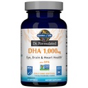 Jardin de la vie Dr. Formulé DHA 1000mg Huile de poisson - Citron, une fois par jour 1000mg DHA + DPA sous forme de triglycéride, supplément Omega 3 source unique pour la santé ultime des yeux, du cerveau et du cœur, 30 Softgels