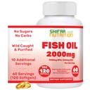 SHIFAA NUTRITION Huile de poisson halal 2000mg Softgels avec 360mg EPA et 240mg DHA. 100 Wild Capght & non-GMO Omega 3 Softgels pour la santé du coeur et du cerveau. Huile de poisson Oméga 3 sans bourre, facile à avaler Suppléments