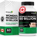 RENOUVELLEMENT DES ACTIFS Probiotiques pour les femmes 50 milliards d'UFC par 2 capsules – Technologie MAKTREK, 4 souches probiotiques et mélange prébiotique – Soutient la digestion Santé et équilibre de la fleur de Gut– Fabriqué au Canada– 60 capsules