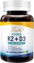 Lovita Vitamin K2 + D3, 400 IU Vegan Vitamin D3 & 120 mcg Vitamin K2 (MK-7), 2 in 1 Formel, Immun Vitamin Complex, 30 vegetarische Kapseln
