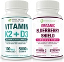 Max Absorption Vitamine K2 + D3 & Elderberry biologique avec Currant noir et Echinacea
