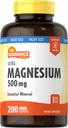 Supplément de magnésium Sundance : 500 mg 200 Count, Végétarien, Non-OGM et Sans gluten