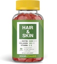 Noor Vitamines Halal Vitamines capillaires Biotine, Collagène, Silice, Vitamine C & E soutient la santé des cheveux, de la peau et des ongles; les vitamines gommy de fraise naturelles. OGM, sans gluten et vitamine halale certifiée (nombre 90)