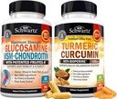 BioSchwartz Curcumine curmérique avec extrait de poivre noir 1500mg Complexe (1 mois d'approvisionnement) Plus Glucosamine Chondroïtine MSM Triple Strength Joint Support Supplément (1 mois d'approvisionnement)