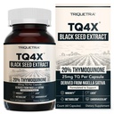 20% Thymochinon Black Seed Oil Extract Kapseln - TQ-Advanced 4X®: Potent Thymoquinone Konzentration verfügbar - 60:1 Konzentrat aus Nigella Sativa, Rohform, Vegan, Glasflasche (60 Kapseln)