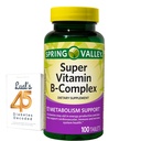Spring Valley Super Vitamine B complexe carbonate de calcium, acide ascorbique 100 comprimés avec 45 Diabète Décodé