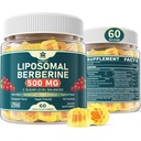 Berberine 500mg Supplement, Einmal täglich, Liposomale Gummis mit Ceylon Cinnamon, Bitter Melon, Banaba Blatt für Metabolismus Balanced, AMPK Activator, Hohe Absorption, Zuckerfrei, Vegan, 60 Cts