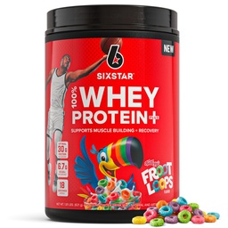 Six Star Whey Protein Powder Plus - Muscle Building & Recovery Formula with Whey Isolate Powder, BCAAs, 30g Protein, Immune Support - Supplément post-entraînement - Kelloggs Froot Loops Flavor, 1,8 lbs