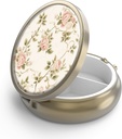 Pill Case Pill Box with Mirror Retro 3 Compartiment Petite Pill Case for Purse or Pocket Bronze Petite Pill Box or Vitamines, Huile de poisson, Suppléments, Pill Containe Travel Gifts (Vintage Floral)