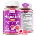 Magnésium sans sucre Gommies 400mg de 5-en-1 Magnésium complexe : Glycinat, Citrate, Malate, Chlorure et Taurate avec Ashwagandha, Vitamine D3 & Zinc.