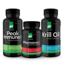 Daiwa Peak Immune 4 - Booster système d'Immune naturelle + Plasmanex 1 – Supplément de circulation sanguine + Huile de krill – Capsules d'huile de krill Omega 3