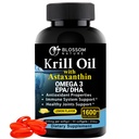 Huile de krill de l'Antarctique Softgels–1600mg par portion de 2mg Astaxanthin, High Omega‐3 (174mg EPA et 120mg DHA) sous forme de phospholipides–Supporte la santé des articulations, du coeur, de la peau et du cerveau–60 Softgels aromatisés au citron