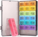 Wöchentliche Pille Organizer 7 Tage 3 Mal, Tragbare Pille Organizer, BPA Kostenlose Pille Fall, Reisen Tägliche Pille Box Reminder, Medikamente Organizer für Vitamine, Ergänzungen (Rainbow)