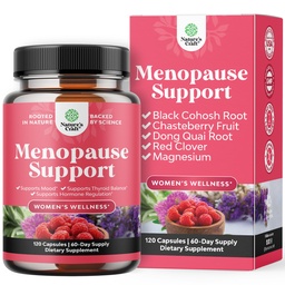 Natures Craft Complete Herbal Menopause Supplement for Women - Female Hormone Balance Capsules for Night Sweats Hot Flashes & Mood Swings with Dong Quai, Chaste Berry & Black Cohosh Root - 120 Count