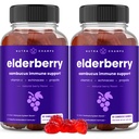 NutraChamps Gommies de mûres aînées, Gommies de mûres aînées de Sambucus pour adultes et enfants, vitamine C, propolis et échinacée, Gommies de soutien immunitaire de Max Strength, fleur de baie naturelle, 120 Gommies (paquet de 2)