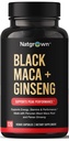 Natgraved Black Maca Root + Panax Ginseng Capsules en poudre 1500 mg avec Black Peruvian Maca Root & Korean Panax Ginseng Supplément pour hommes et femmes - Pilules véganes (120 Nombre)