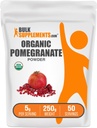 BulkSupplements.com Organic Pomegranate Powder - Pomegranate Supplement for Immune Support, Herbal Supplement - Gluten Free, 5g per Serving, 250g (8.8 oz) (Pack of 1)