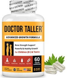 NuBest Doctor Taller - Bone Strength Supports, Améliorer le système immunitaire - Keto avec Calcium, Vitamine D3, Vitamine K2, Amino Acids & Herbs pour les enfants (8+) - 60 Capsules Vegan