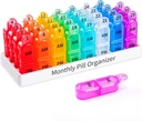 Daviky Monatliche Pille Organizer 2 Mal am Tag - 30 Tage Pille Box AM PM, BPA kostenlos ein Monat Medizin Organizer zweimal täglich, 31-Tage-Fall, um Vitamine, Ergänzungen und Medikamente zu halten