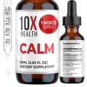 10X Santé Calm L Theanine Supplément gouttes liquides - 100mg L'Theanine gouttes et 100mg GABA suppléments pour soutenir les nerfs, le calme et le stress - saveur naturelle 2.03 Fl oz.