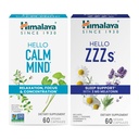 Himalaya Hello Calme Mind avec Bacopa pour la relaxation, la concentration et la concentration & Hello ZZZ avec Melatonine pour le soutien du sommeil, 60 Capsules Chaque - Bundle