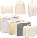 Toplive 7 Set Verpackung Cubes für Reisen, Gepäckaufbewahrung Organizer Taschen für Reisezubehör, Kompressionsverpackung Cubes, Beige