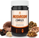 Mushroom Supplement Complex, Lions Mane, Reishi, Turkey Tail, Chaga, Maitake, Agaricus, 6 hochfeste organische Pilze für Energie, Fokus, Gedächtnis und Immunsystem Unterstützung