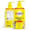 PetJesty Pure Omega 3 Huile pour chiens et chats 26.39oz - Omega 3 Skin & Coat Support- Complément alimentaire liquide pour animaux de compagnie - Vegan animal + DHA pour la fonction articulaire, immunitaire et santé du coeur, non poisson huile chien et chat